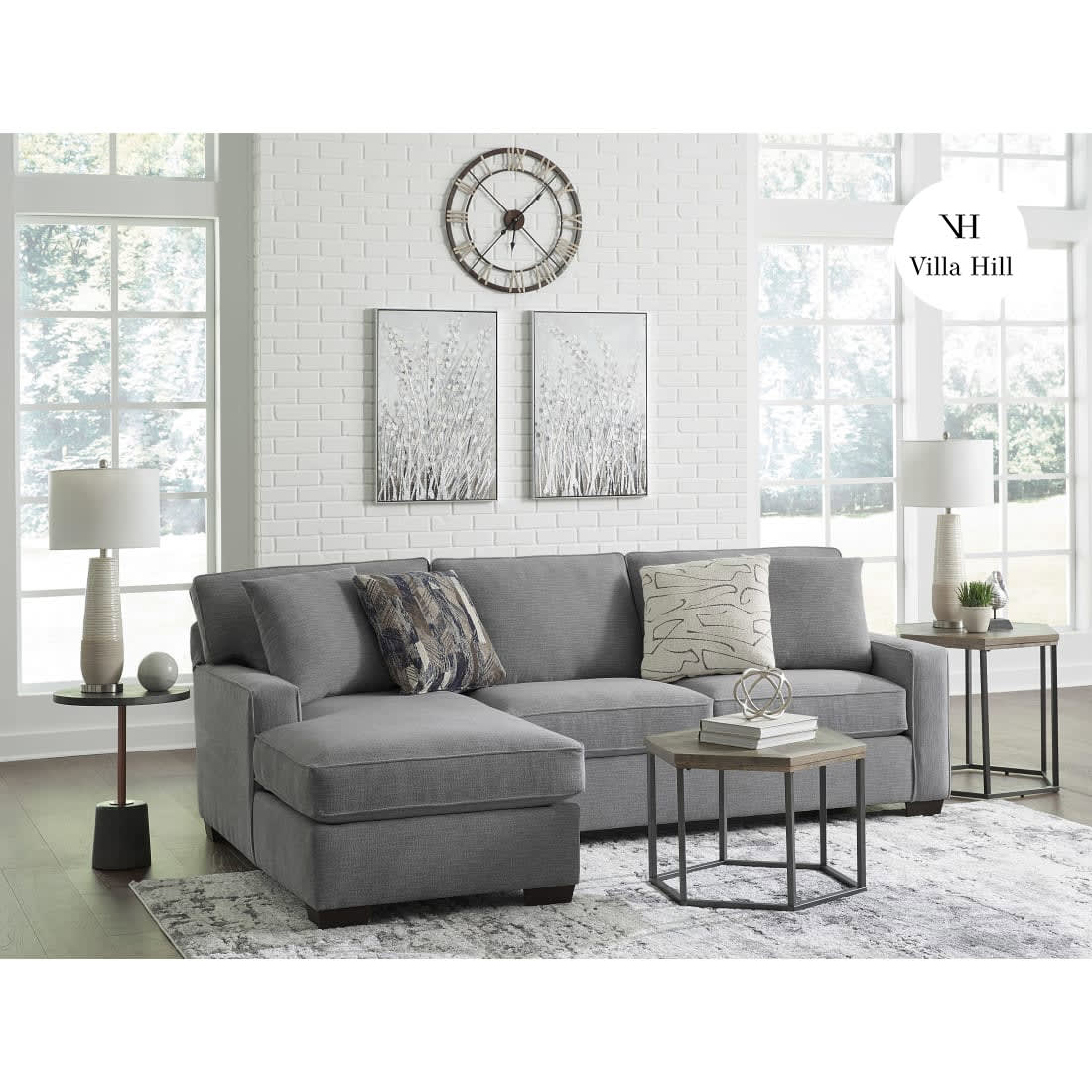 Crestview Track Arm Graphite 2-pc sectional w/ left chaise