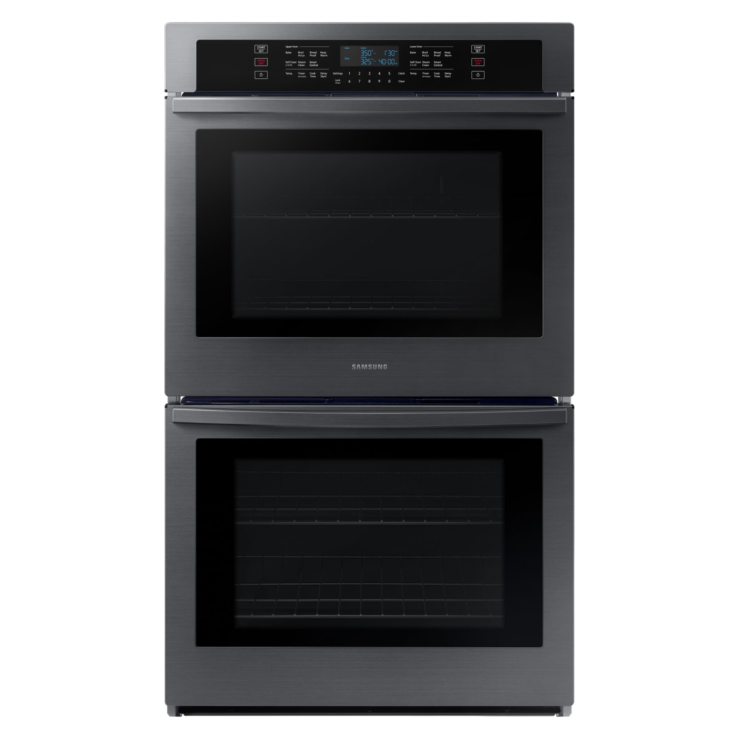 Samsung 30” Double Oven, Self-Clean/Steam Clean, Glass Touch Controls in Black Stainless Steel