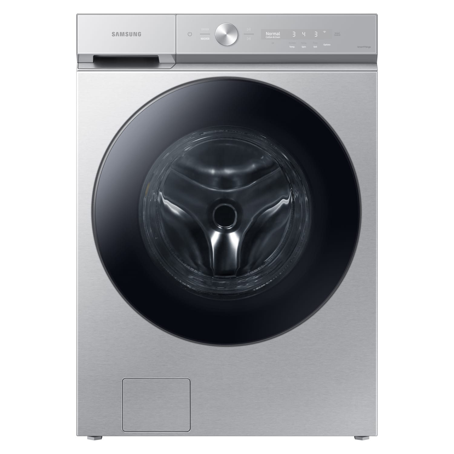 Samsung BESPOKE 5.3 cu. ft. Ultra Capacity Front Load Washer with Super Speed Wash and AI Smart Dial in Silver Steel