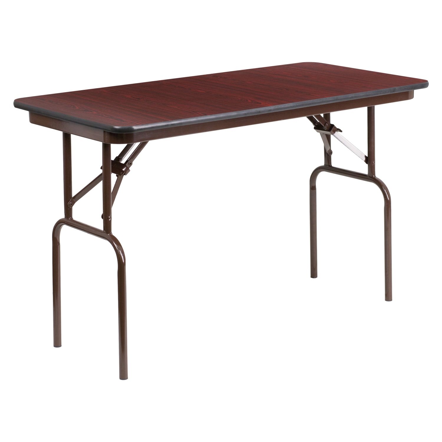 4-Foot Mahogany Melamine Laminate Folding Banquet Table