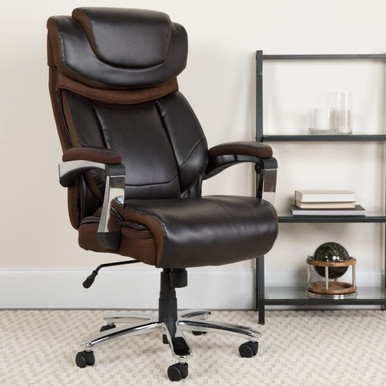 Flash Furniture High Back Pillow Back Leather Executive Swivel Office Chair, Brown