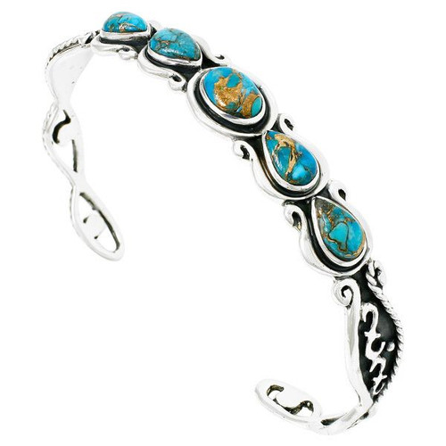 Matrix Turquoise Sterling Silver Bracelet 