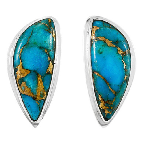 Turquoise Matrix Earrings Sterling Silver Studs