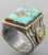 Size 12,  925 sterling silver 18K gold-plated two-color ring natural square turquoise gemstone