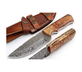 Handmade Damascus Steel Hunting Knife 9 Inches with Leather Sheath