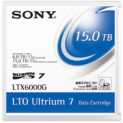 LTX6000G/BC - Sony LTX6000G/BC LTO Ultrium-7 Data Cartridge - LTO-7 - Labeled - 6 TB / 15 TB - 3149.61 ft Tape Length - 300 MB/s  Data Transfer Rate - 750 MB/s  Data Transfer Rate