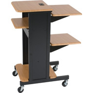 27519 - Balt Presentation Stand - 3 x Shelf(ves) - 40.3" Height x 18" Width x 30" Depth - Powder Coated - Steel - Black, Teak
