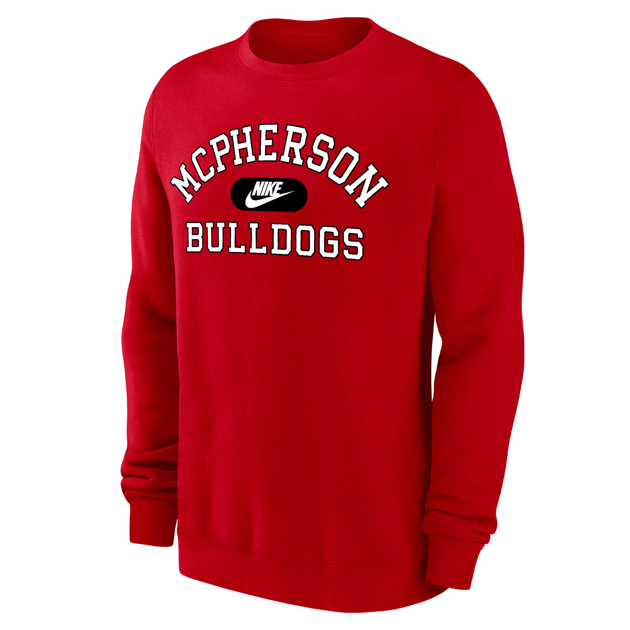 Nike Club Fleece Crew Red - McPherson College Bulldog Store