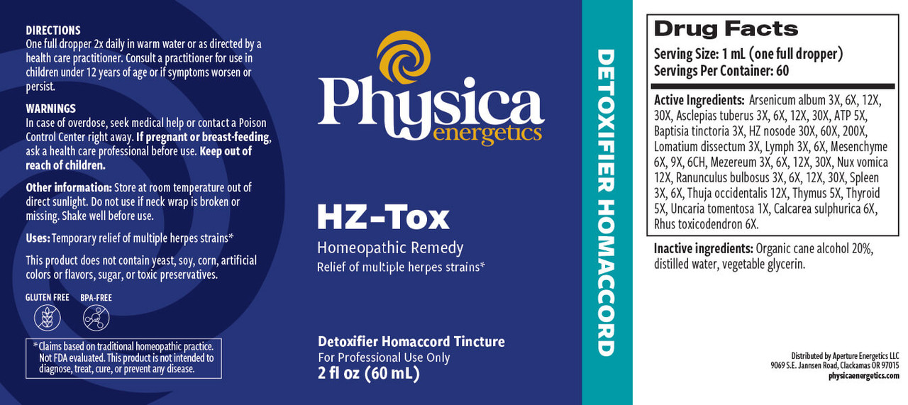 HZ-Tox Tincture | Homeopathic Herpes Relief Formula (60 ml)