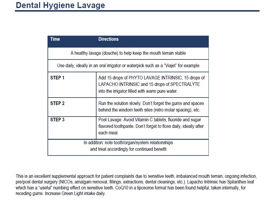 dental hygene lavage