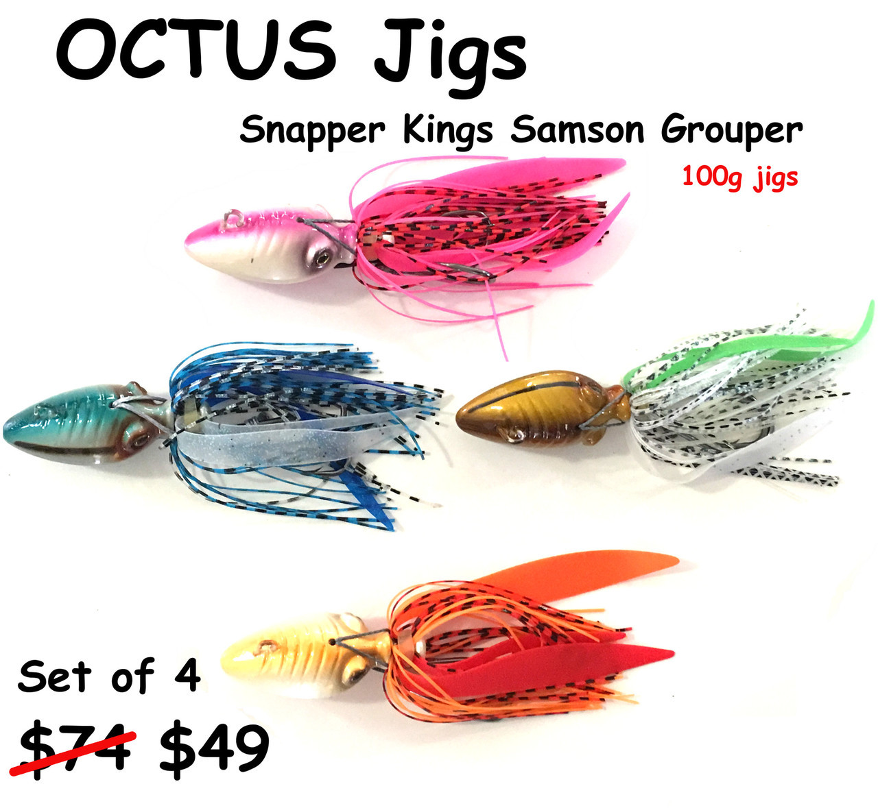 Hamachi Octus jigs 100 gram Fully rigged set of 4