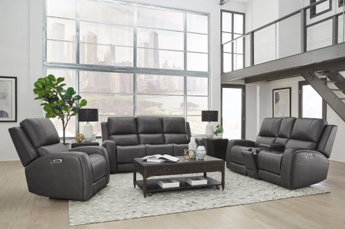 Belmont Power Zero Gravity Leather Sofa, Loveseat w/Console, & Recliner, w/Power Headrest & Lumbar