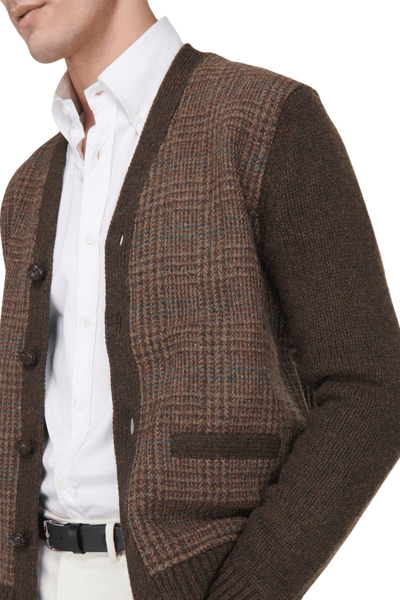 Ralph Lauren Men's Glen Plaid Paneled Wool Cardigan