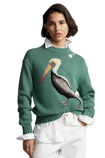 Ralph Lauren Women's Intarsia-Knit Pelican Mockneck Jumper
