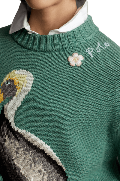 Ralph Lauren Women's Intarsia-Knit Pelican Mockneck Jumper