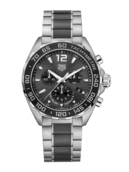 TAG Heuer Formula 1 Chronograph Quartz Steel & Black Ceramic Band 43mm Men's Watch