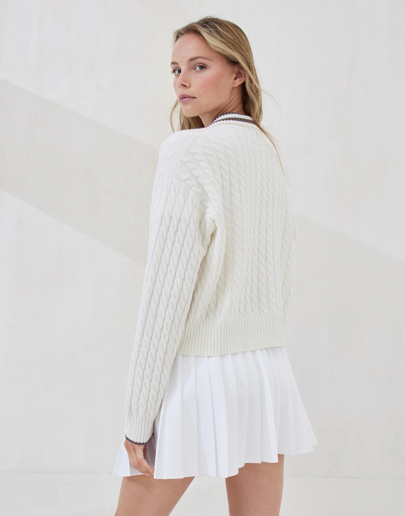 Brunello Cucinelli Women's Cashmere Cable Knit Polo Shirt with Logo and Metal Buttons