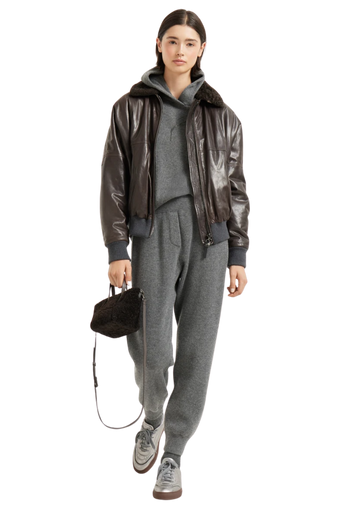 Brunello Cucinelli Women's Cashmere English Rib Hooded Sweater with Shiny Flower Embroidery - Image 5