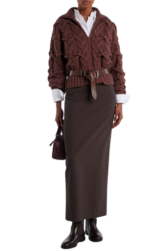 Brunello Cucinelli Women's Crisscross Cable Cardigan in Cashmere Feather Yarn - Image 8