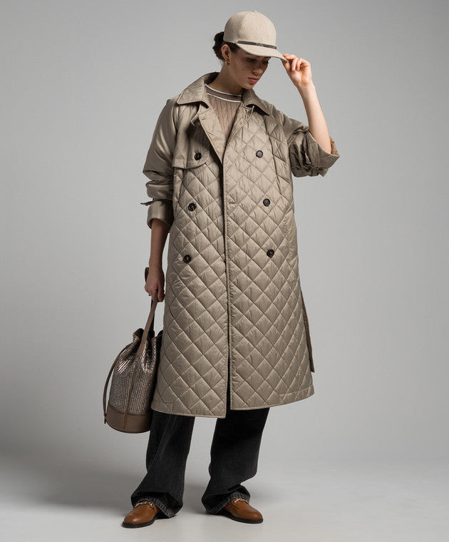 Brunello Cucinelli Women's Double-breasted Quilted Trench Coat - Image 4