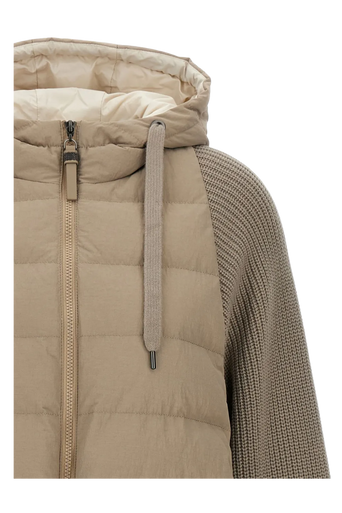 Brunello Cucinelli Women's Hooded Knitted-sleeve Puffer Jacket - Image 8