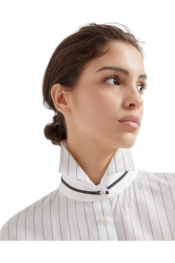 Brunello Cucinelli Women's Striped Cotton and Silk Poplin Shirt with Monili - Image 4
