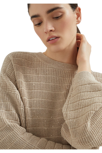 Brunello Cucinelli Women's Textured Half English Rib Sweater in Cotton Diamond Yarn - Image 3