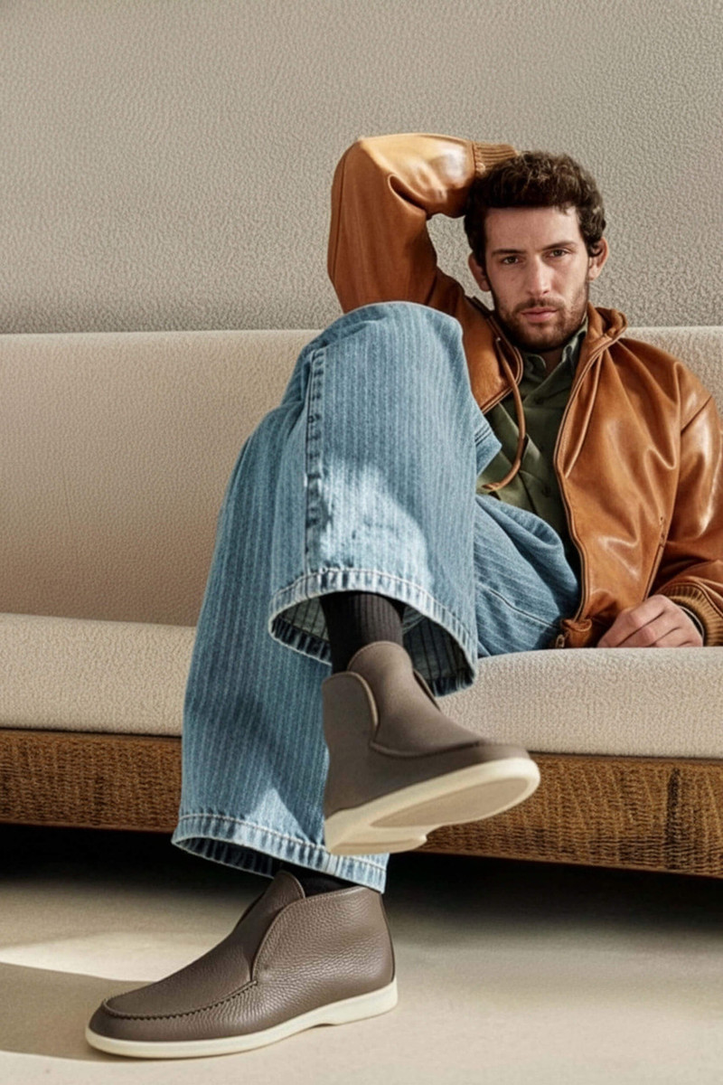 Loro Piana Men's Open Walk Ankle Boot (Deerskin with Castorino Fur) - Image 5