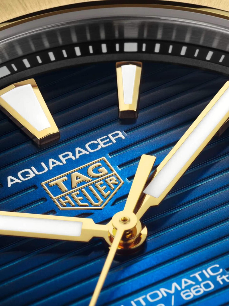 TAG Heuer Aquaracer Professional 200 Date 40mm 18k Gold Blue Dial Men's Watch - Image 3