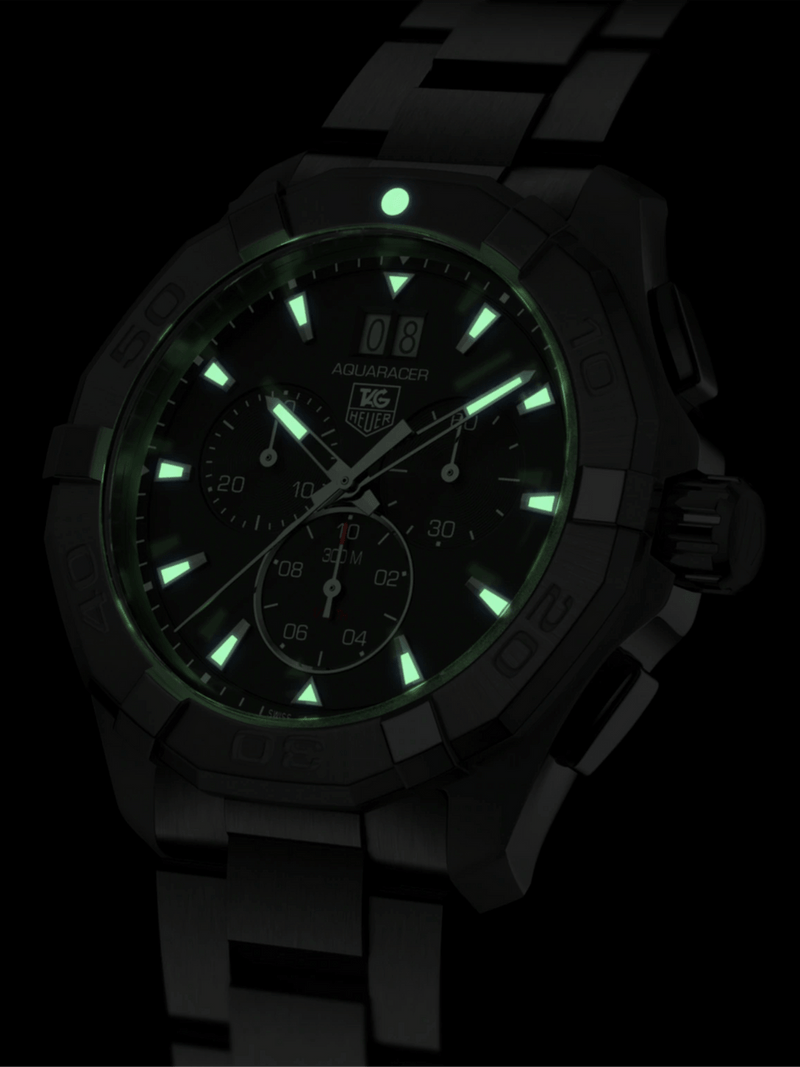 TAG Heuer Aquaracer Quartz Chronograph Black Dial 43mm Men's Watch - Image 6