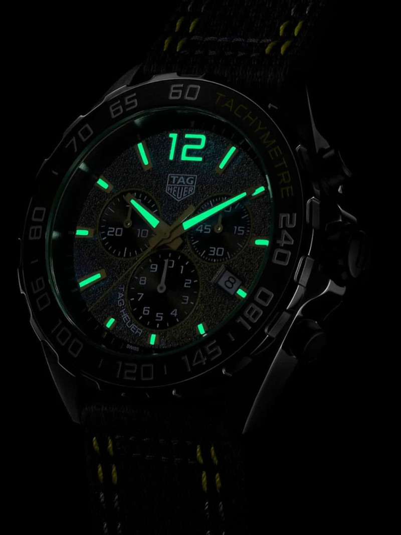 TAG Heuer Formula 1 Chronograph Grey Dial Lime-Yellow Trims Nylon Strap 43mm Men's Watch - Image 7