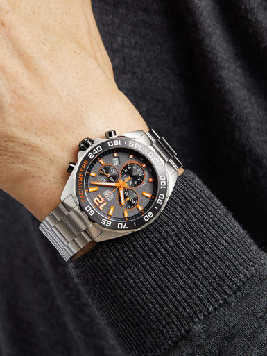 TAG Heuer Formula 1 Chronograph Grey Dial Orange Trims 43mm Men's Watch