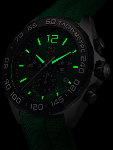 TAG Heuer Formula 1 Chronograph Quartz Green Dial & Rubber 43mm Men's Watch - Image 6