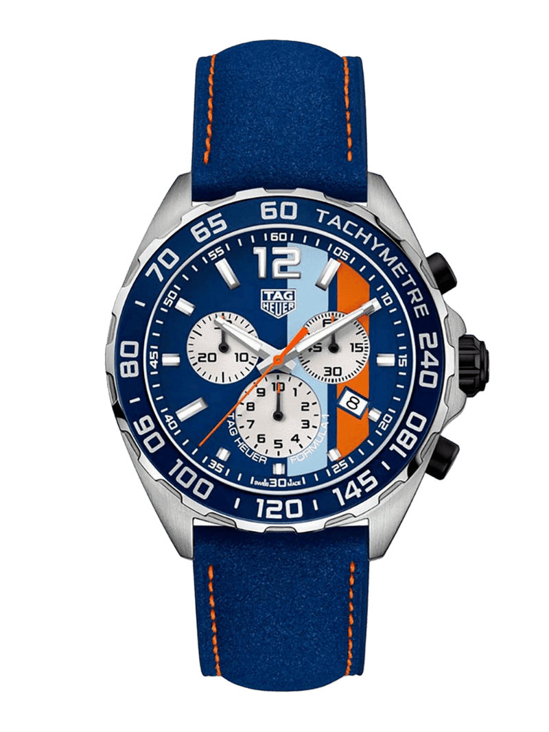TAG Heuer Formula 1 Quartz Chronograph Blue & Orange Dial 43mm Men's Watch