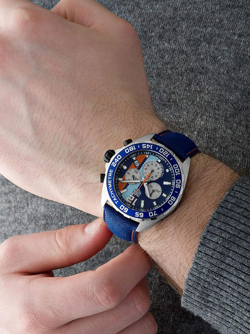 TAG Heuer Formula 1 Quartz Chronograph Blue & Orange Dial 43mm Men's Watch - Image 4