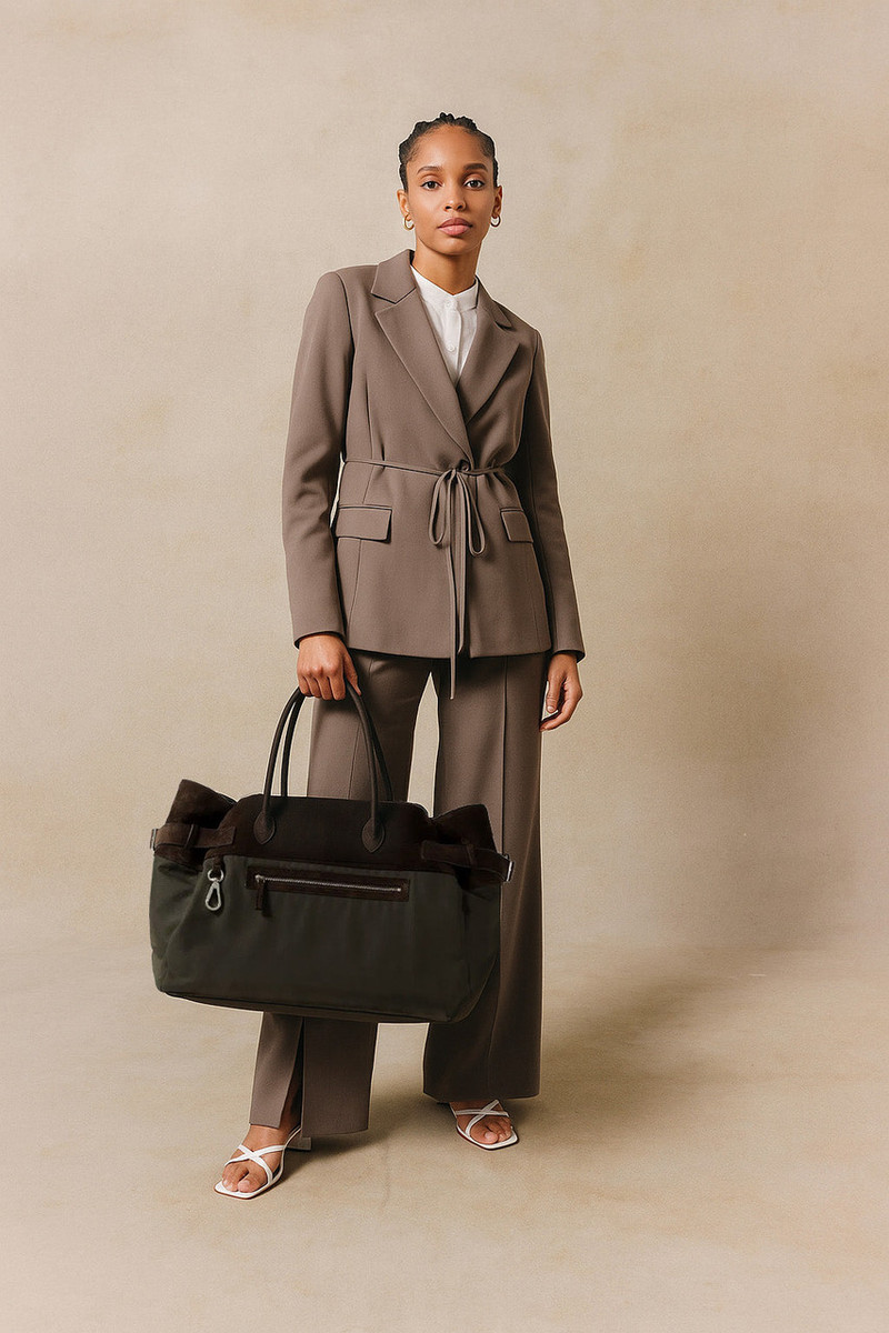 The Row Margaux 17 Inside-Out Buckled Leather Canvas Tote Bag - Image 5