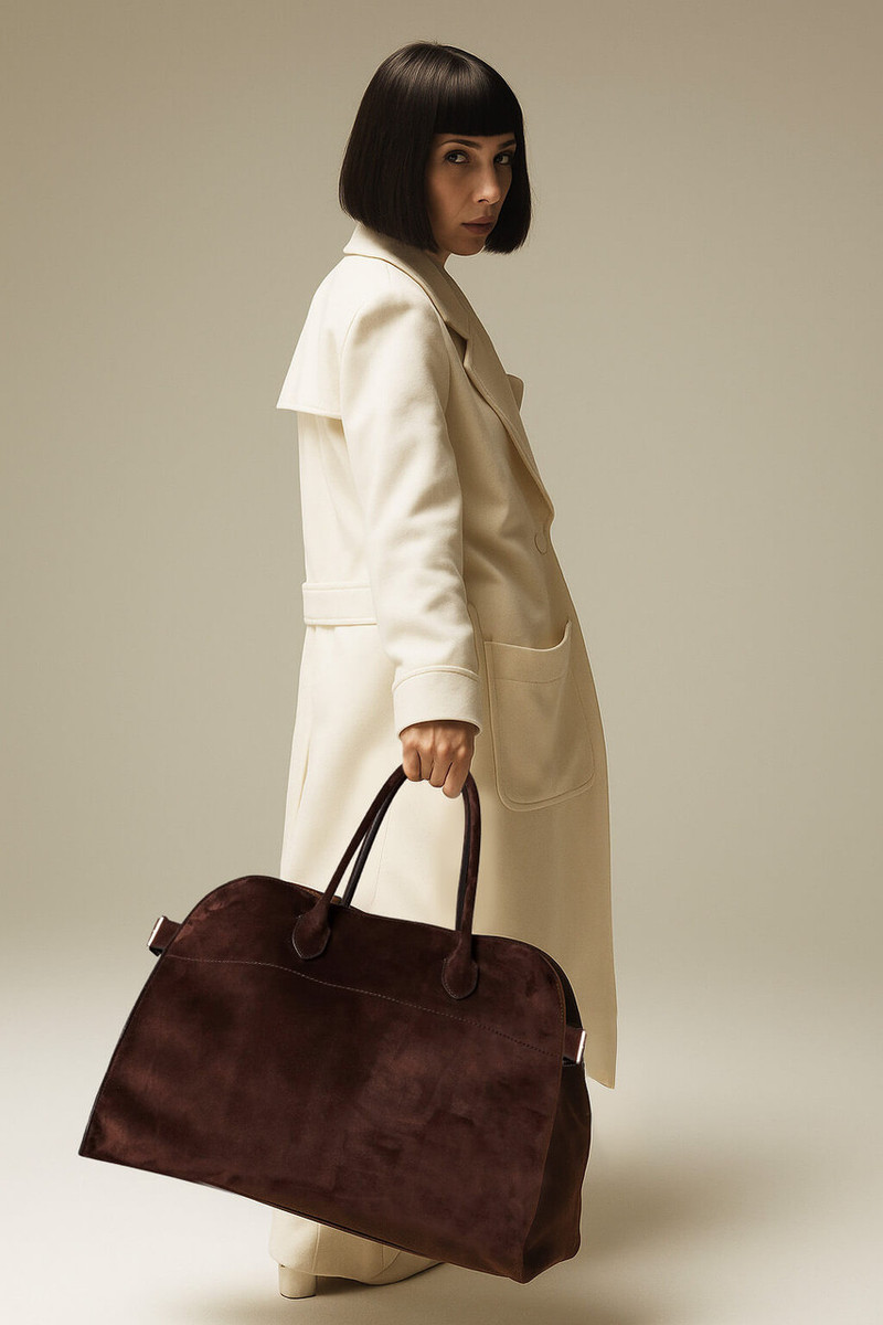 The Row Soft Margaux 17 Bag in Suede - Image 3