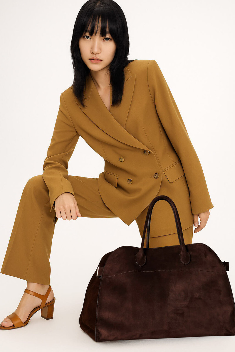 The Row Soft Margaux 17 Bag in Suede - Image 7