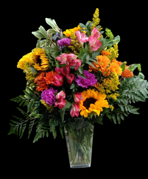 Fun in the Fall , Mix of Sunflowers, Daises, Mums and Fall accents and greenery Fun in the Fall , Mix of Sunflowers, Daises, Mums and Fall accents and greenery