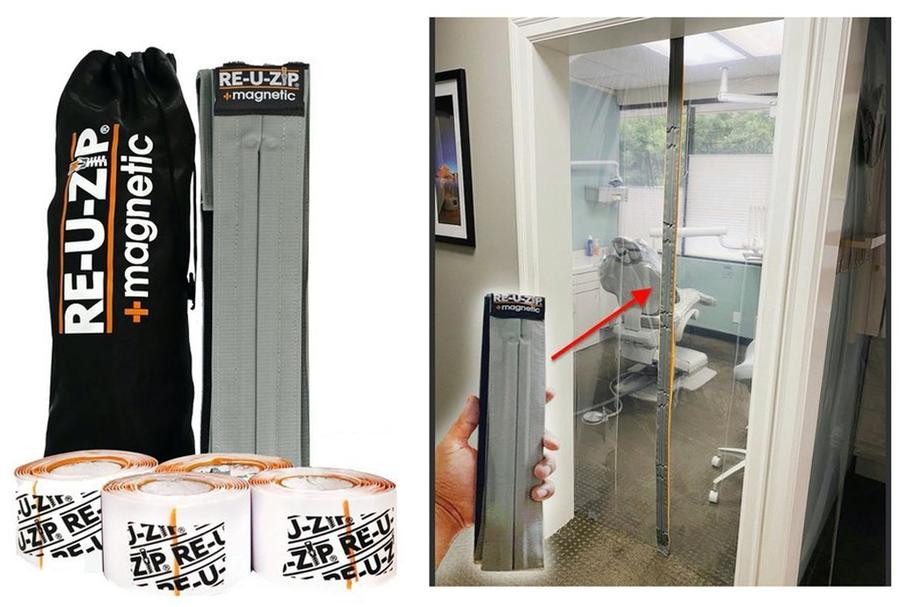 RE-U-ZIP フック&ループバリアキット | FR ウルトラクリア 厚さ16ミル ビニールプラスチックタープ 5フィート x 9フィート 高耐久 : RE-U-Zip® Ultra-Clear Hook \u0026 Loop Dust Barrier Kit