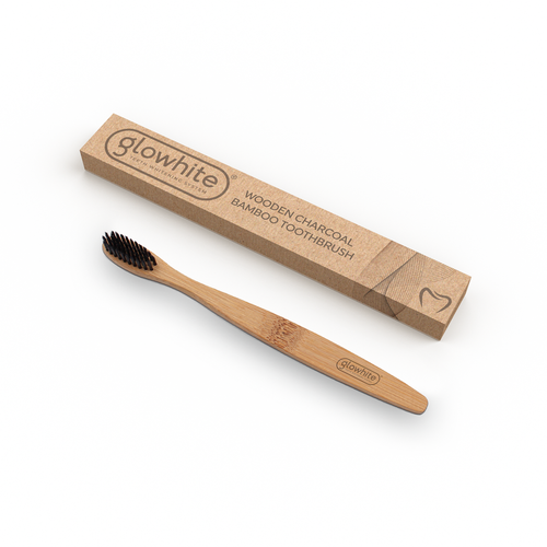 (4- Pack) Glowhite Eco-friendly Wooden Bamboo Charcoal Toothbrush