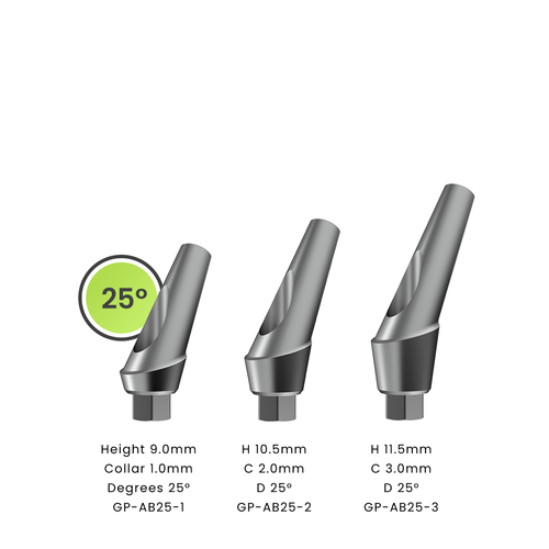 Titanium Angulated Abutment | 25 Degrees | With Collar