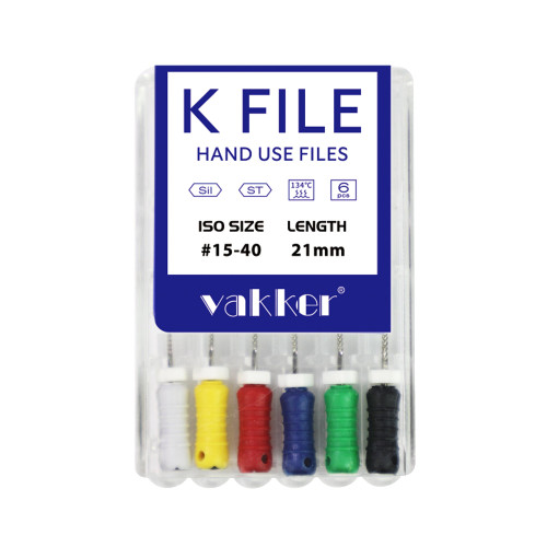 Vakker® 21/25/31mm Hand use K-Files Stainless Steel 6/pk