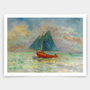 Odilon Redon,Red Boat with Blue Sail, 1907,art prints,Vintage art,canvas wall art,famous art prints,V4686