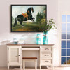 Johann Georg Hamilton,A black horse performing the Courbette,large wall art,framed wall art,canvas wall art,large canvas,M4373