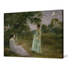 Joan Brull i Vinyoles,Night landscape with to girls,large wall art,framed wall art,canvas wall art,large canvas,M4354