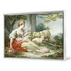 Jean-Honore Fragonard,A Shepherdess Seated with Sheep and a Basket of Flowers Near a Ruin in a Wooded Landscape,large wall art,framed,M4342