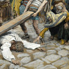 James Tissot,Simon the Cyrenian Compelled to Carry the Cross with Jesus,art prints,Vintage art,canvas wall art,famous art prints,V1597