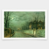 John Atkinson Grimshaw,Old English House, Moonlight,art prints,Vintage art,canvas wall art,famous art prints,V1716