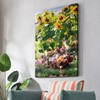 Henri Biva,Garden with Sunflower and Roses,large wall art,framed wall art,canvas wall art,large canvas,M2489